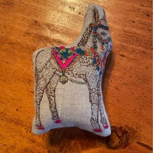 Coral & Tusk Embroidered Donkey Linen Tiny Pillow